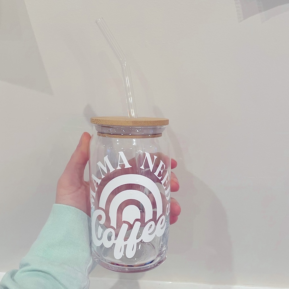 Custom Mama Needs Coffee Glass